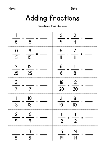 Adding Fractions with Like Denominators