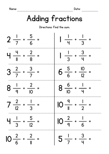 Adding Fractions to Mixed Numbers  (different denominators)