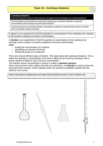 Acid-base titrations OCR AS Chemistry | Teaching Resources