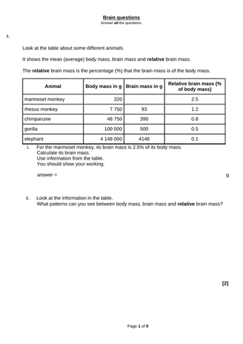 OCR Gateway GCSE B3.1 Nervous system Combined and separate science ...