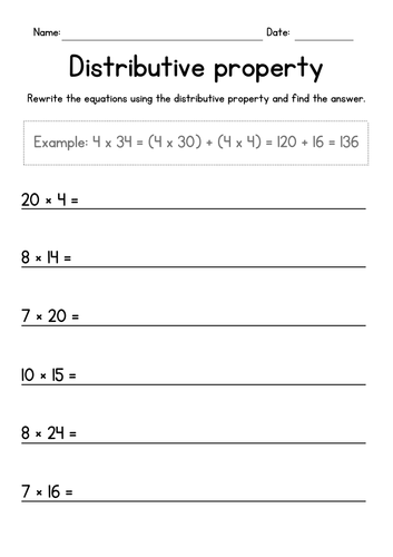 Distributive Property of Multiplication - Multiplying by Parts