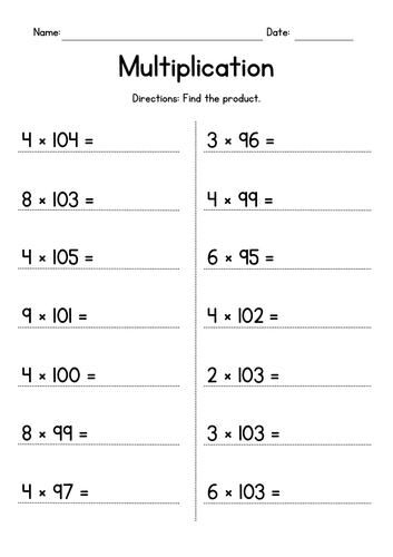 Multiplying 1-Digit by a Number around 100