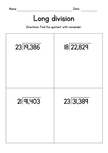 Long Division - Dividing 5-Digit by 2-Digit Numbers