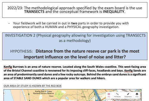 geography nea hypothesis examples