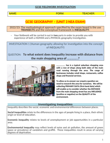 data presentation for geography nea