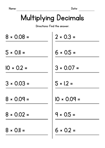 Multiplying Decimals Worksheets BUNDLE - Multiplication Practice - Test ...