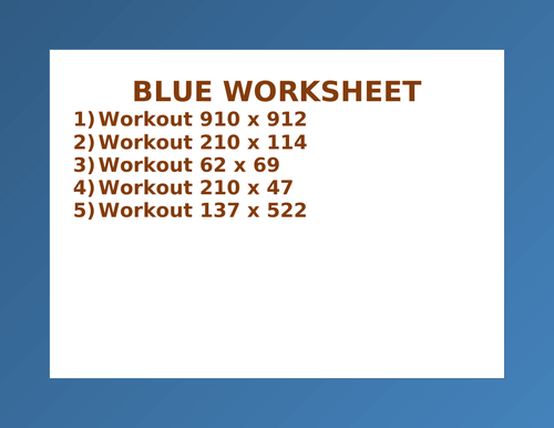 BLUE WORKSHEET 11