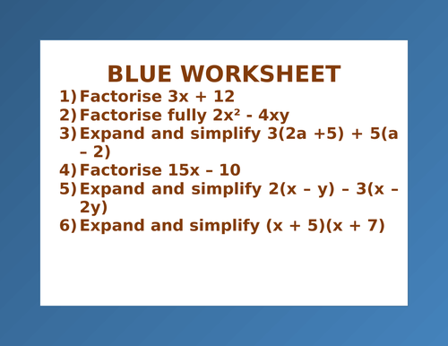 BLUE WORKSHEET 15