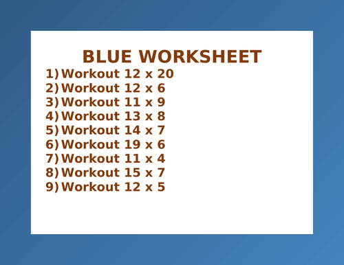 BLUE WORKSHEET 19