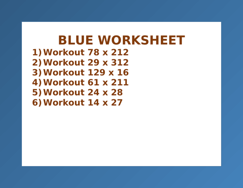 BLUE WORKSHEET 22