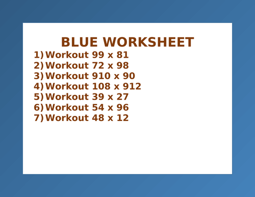 BLUE WORSHEET 30