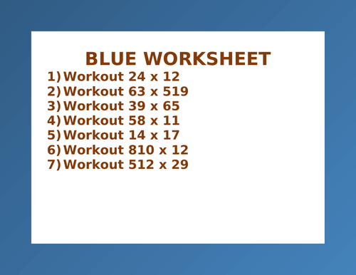 BLUE WORKSHEET 62