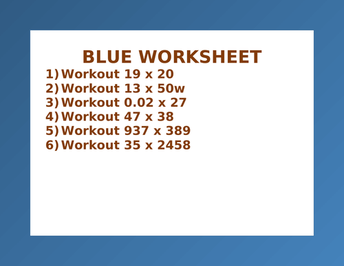 BLUE WORKSHEET 98