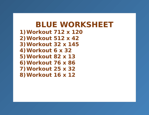 BLUE WORKSHEET 99