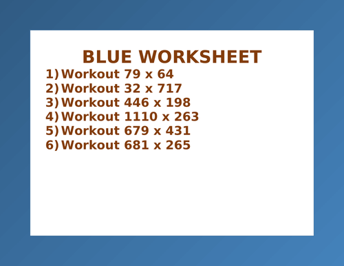 BLUE WORKSHEET 100