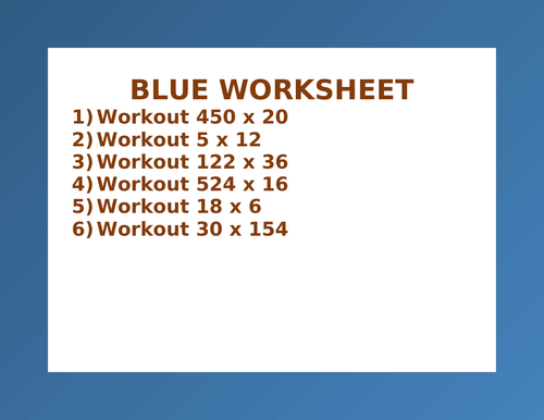 BLUE WORKSHEET 104