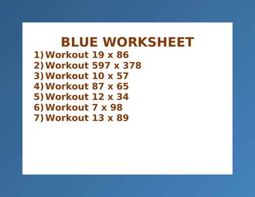 BLUE WORKSHEET 105