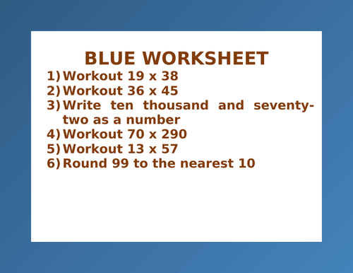 BLUE WORKSHEET 109