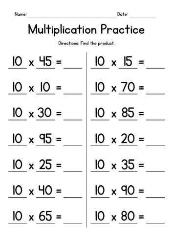 Multiplying 10 by Multiples of 5