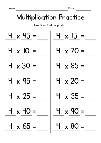 Multiplying 4 by Multiples of 5