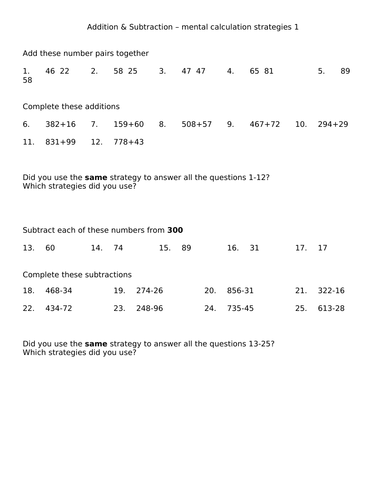 Bumper addition and subtraction pack | Teaching Resources