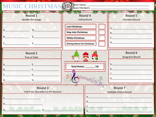 Music Christmas Quiz | Teaching Resources