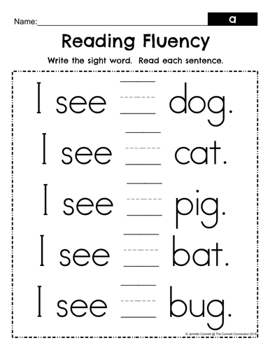 Preprimer Sight Word Write and Read Fluency Passages | Teaching Resources