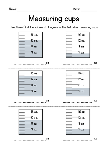 Reading a Measuring Cup - Customary Units (ounces) | Teaching Resources