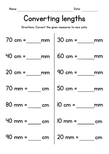 Converting Lengths, Volumes and Weights - Measurement Worksheets