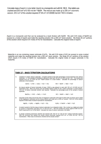 Titrations A LEVEL