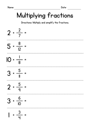 Multiplying Proper Fractions by Whole Numbers