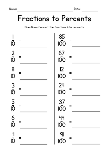 Converting Fractions to Percents