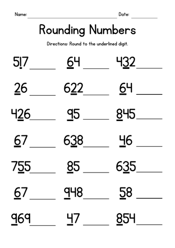 Rounding Numbers Worksheets