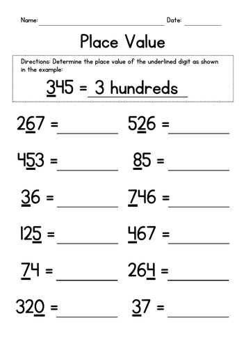 Place Value - Hundreds, Tens and Ones
