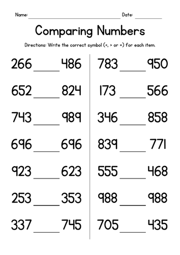 Comparing Triple-Digit Numbers