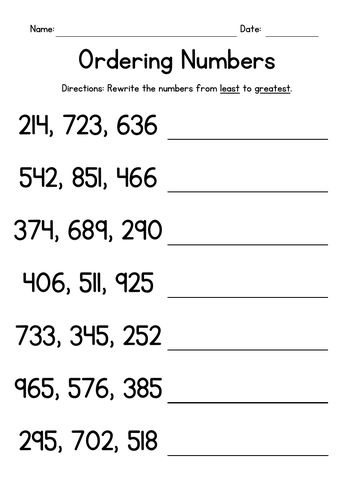 Ordering Triple-Digit Numbers