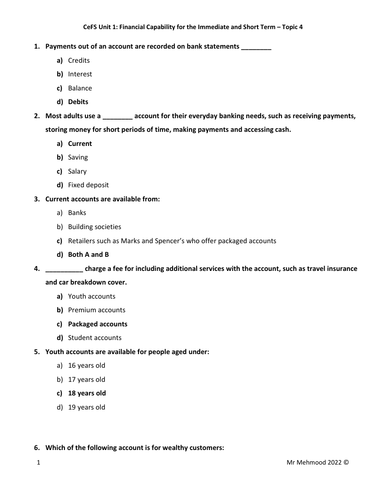 LIBF - Unit1 - Topic 4 MCQ