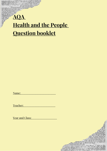 AQA HEALTH AND THE PEOPLE - EXAM BOOKLET | Teaching Resources
