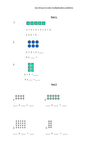 Multiplication and using Arrays to solve problems | Teaching Resources