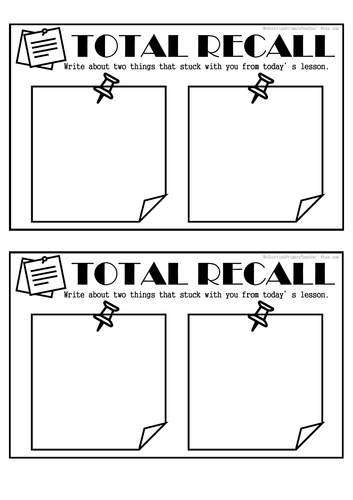 Exit Pass Plenary Card - Total Recall | Teaching Resources