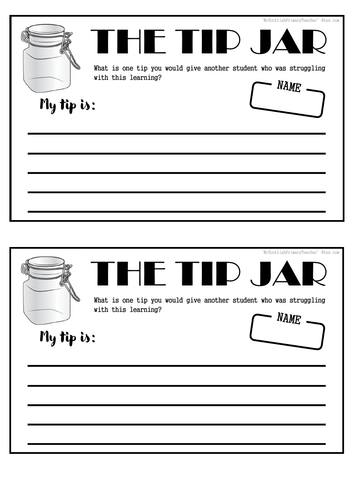 Exit Pass Plenary Card - Tip Jar | Teaching Resources