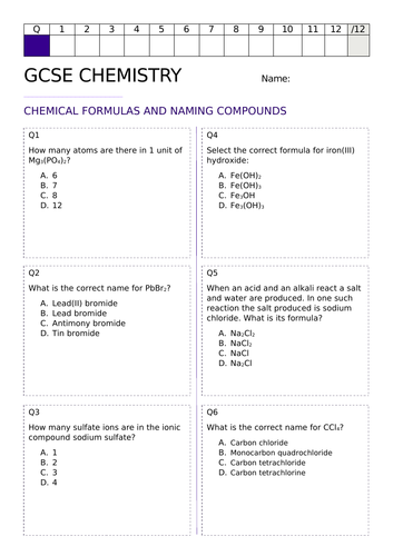 OCR GCSE - Chemical Symbols & Formulae, Equations and the Mole - C3 ...