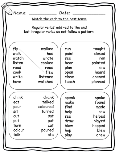 Regular and Irregular Past Verb Tenses Worksheets - EFL ESL Grammar ...