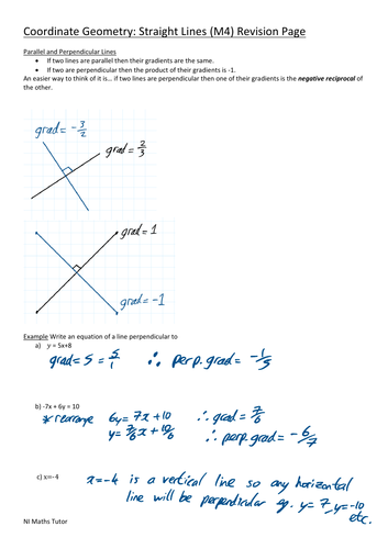 GCSE Straight Lines Revision pages and Worksheets | Teaching Resources