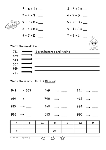 Year 3 Mental Maths workbook Spring 2 | Teaching Resources
