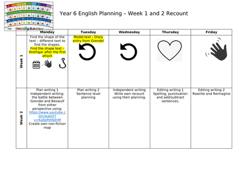 Y6 Beowulf Diary Entry Planning (Jane Considine Style) | Teaching Resources