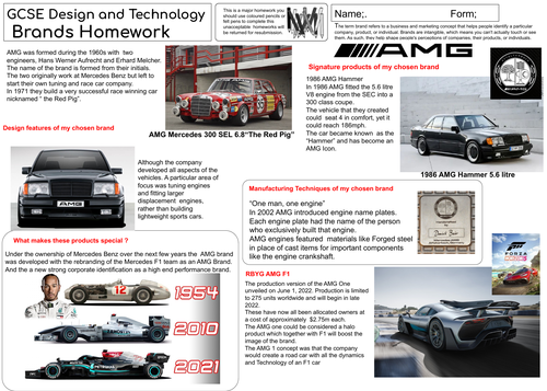 Brands Homework for GCSE D&T | Teaching Resources
