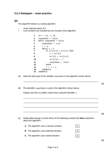 GCSE computer science exam questions (Question bank ) AQA with Answers ...