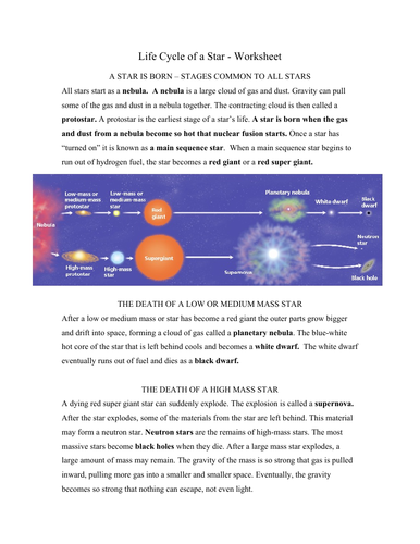 birth and death of stars