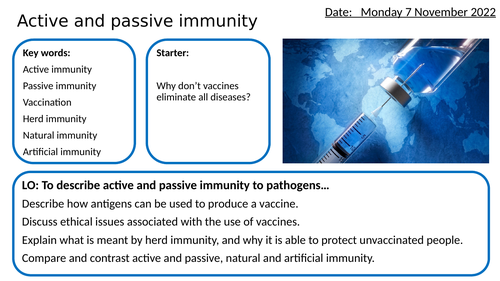 AS/A2-Level AQA Biology Active Passive Natural Artificial Herd Immunity Vaccination Full Lesson